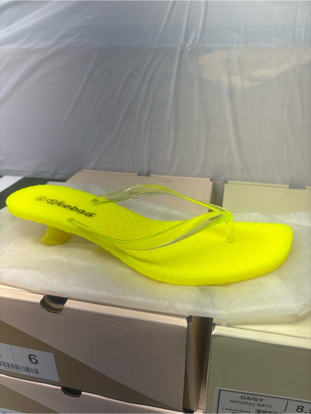 Daisy Neon Yellow Clear-Strap Kitten-Heel Sandal